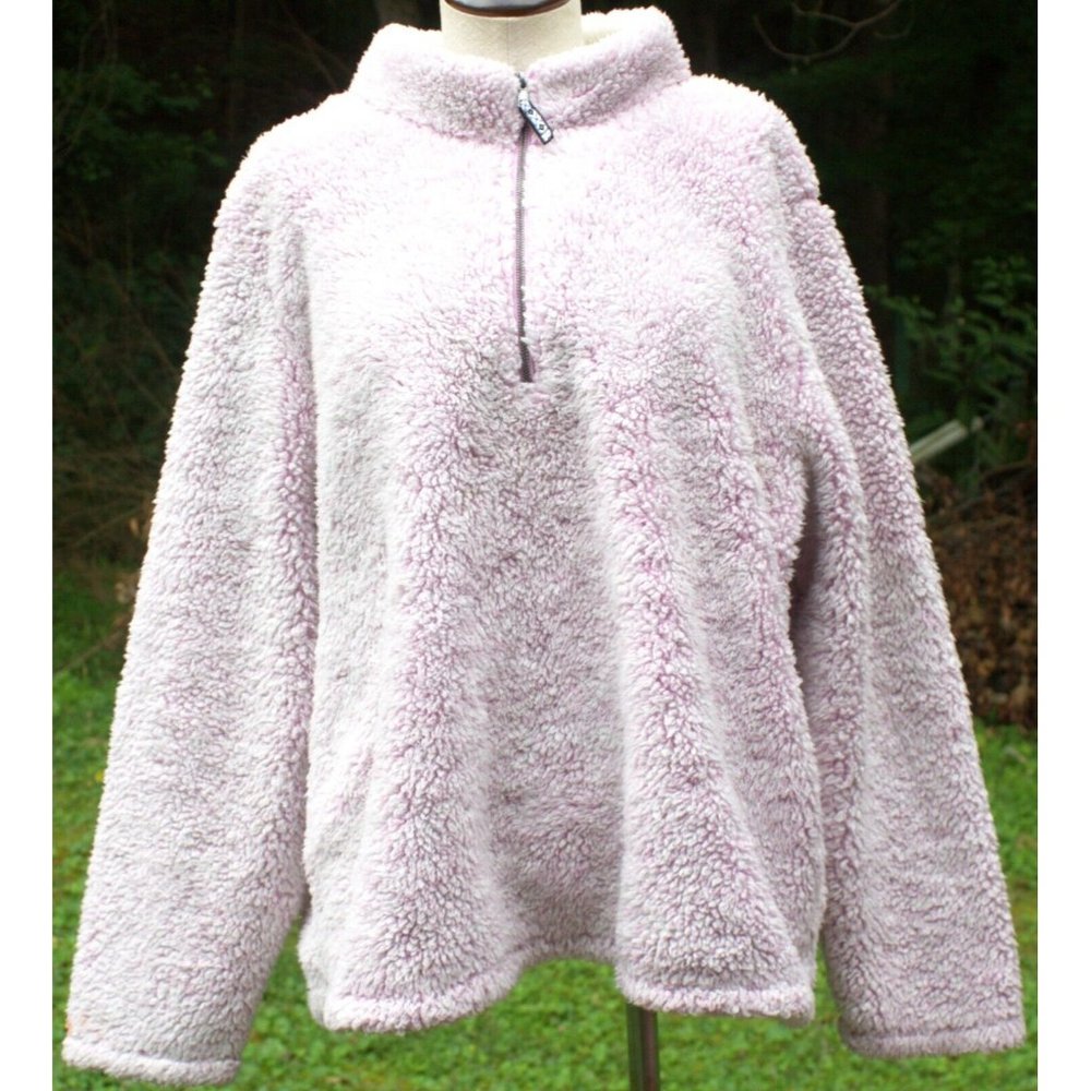 TIME AND TRU Faux Sherpa Pink 3/4 Zip Pullover Sweater Jacket Sz 2X (20W-22W)